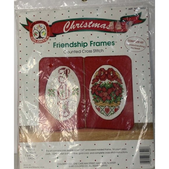 Colortex Friendship Frames Counted Cross Stitch Christmas no. 3652 Needlepoint - Picture 1 of 7